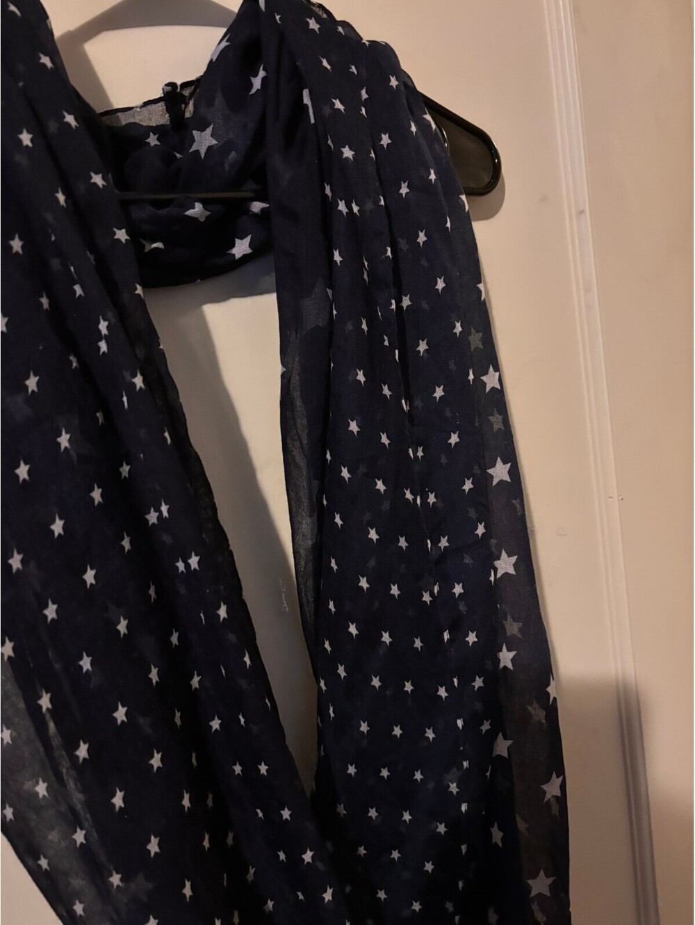 Navy Blue Star Pattern Infinity Scarf - Picture 2 of 3